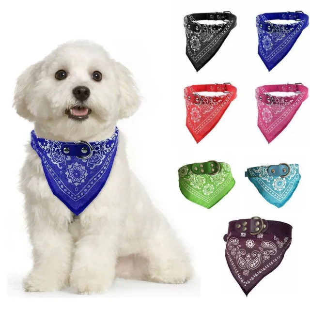 Pet Dog Adjustable Puppy Cat Neck Leather Scarf Bandana with Collar Neckerchief