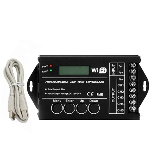 DC 12V 24V WiFi RGB Time Programmable LED Controller TC421 5 Channels 20A C X6D7