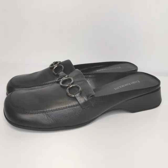 Enzo Angiolini Mules Women's Size 9 M Shoes Black Leather Slip On