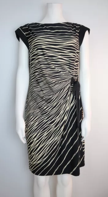 Gabby Skye - Women's Black & Beige Print Sheath Dress - Size 10 - Bow