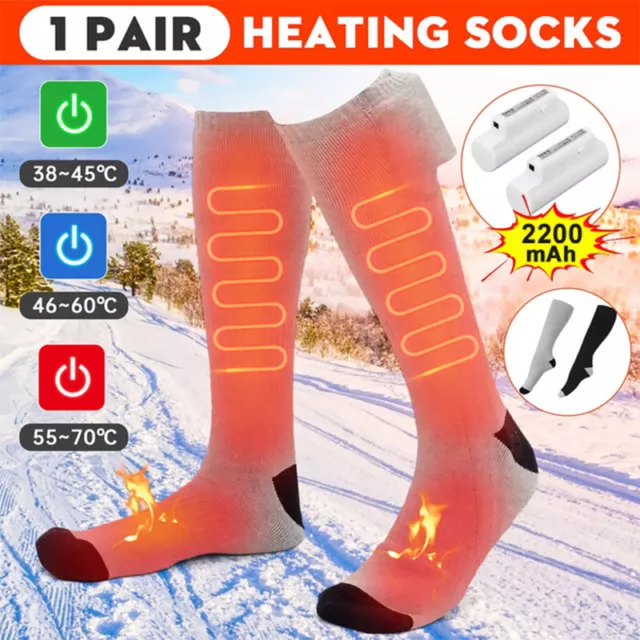 WINTER ELECTRIC HEATED Socks Thermal Warm USB Rechargeable Shoe Boot ...
