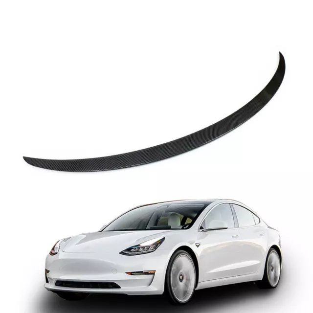 Tesla Model 3 Spoiler Wing Performance Glossy Carbon Fiber Rear Trunk Lip Kit