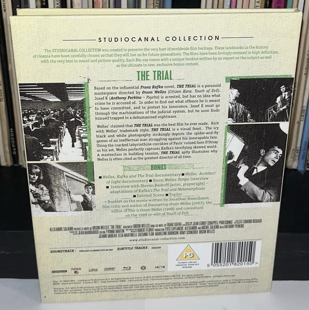 THE TRIAL BLU Ray, StudioCanal Collection Digipak, REGION B Orson Wells ...