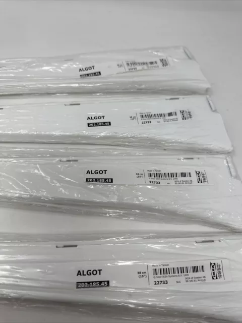IKEA Algot 15" Shelf Brackets Two Pair White 202.185.45 (Discontinued) 4 pcs NEW