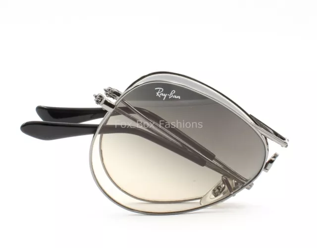 Ray-Ban RB3479 004/32 Folding Aviator Sunglasses Gunmetal Silver Foldable - READ