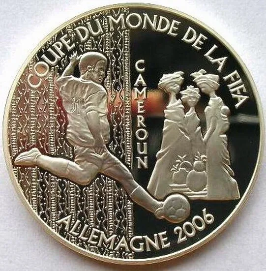 Cameroon 2004 World Cup 1000 Francs Silver Coin,Proof