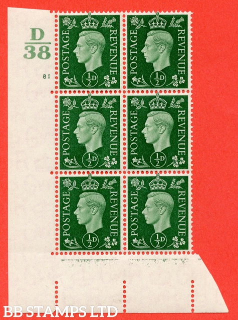 SG. 462. Q1. ½d Green. A superb UNMOUNTED MINT " Control D38 cylinder 81 B54400