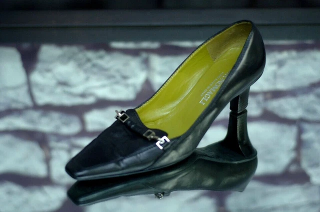 Escarpins Bruno Magli Femme Taille 8B (US) - Cuir Italien Effet Crocodile Bleu - Talons Aiguilles - Vintage