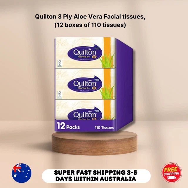 QUILTON 3 PLY Aloe Vera Facial tissues, (12 boxes of 110 tissues) 19.