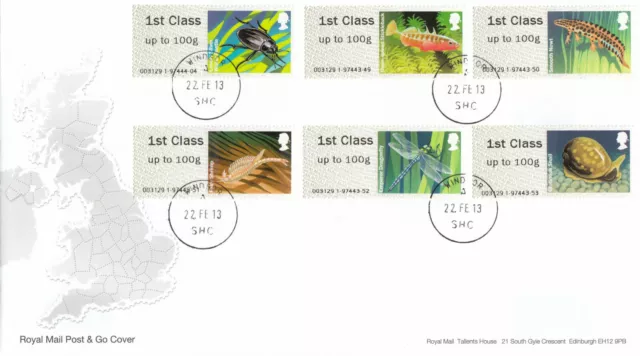 (62862) GB FDC Post & Go Ponds Freshwater Life Windsor SHC 2013