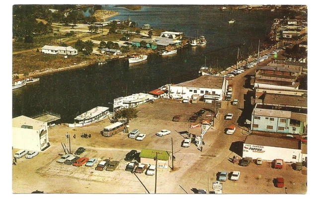 Tarpon Springs Florida FL Postcard Aerial View Boats Docks