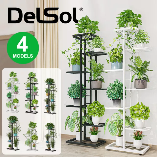 DelSol Plant Shelf Rack Display Stand Multiple Flower Pot Holder Indoor Outdoor