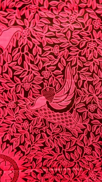 Indonesian Batik - 'Batik Solo' - Cerise Pink & Black - Unique Pattern - 2.10mtr 3