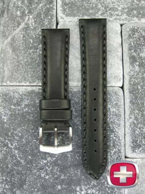 NEW 20mm SWISS ARMY WENGER Black Genuine Calf Leather Strap Watch Band 20 mm X1X