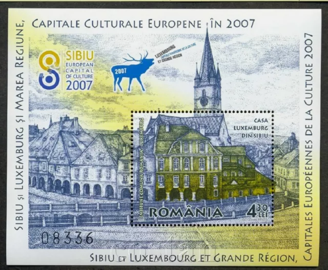2007 LUXEMBURG Haus, Sibiu, KULTURHAUPTSTADT, Siebenbürgen, Hirsche, Rumänien, Bl.409, postfrisch