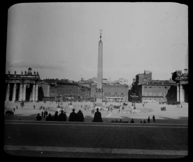 Antike Magische Laterne Schiebe Obelisk In St Peters Quadratisch Rom C1920 Foto Italien