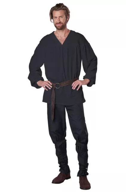 Brand New Medieval Renaissance Pirate Peasant Shirt Adult Costume (Black)
