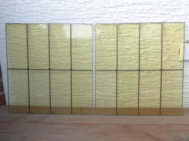 Bleieingefaßte Glasscheiben 2 Stück gleich groß  -  je 45 x 42,5cm - Vintage