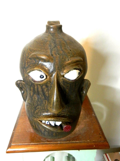wayne hewell face jug, pottery, folk art 10''x 7'' wayne hewell face jug, pottery, folk art 10''x 7''