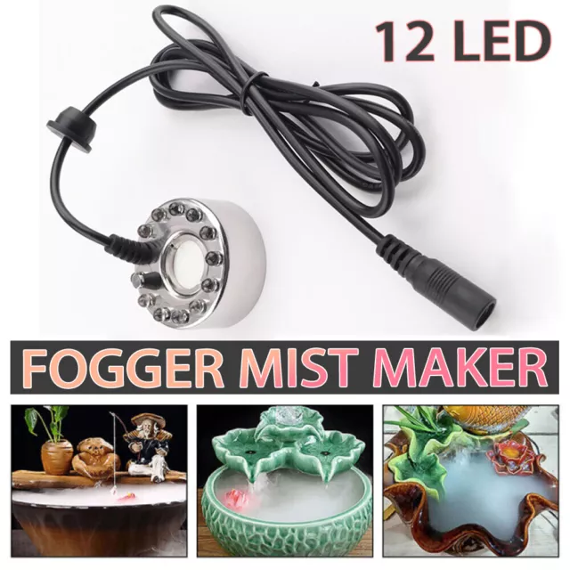 12 LED Mist Maker Fogger Mister Fogger Fountain Pond Air Humidifier Atomizer New