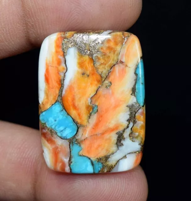 37.90 Cts. Natural Mohave Spiny Oyster Copper Turquoise Cabochon Loose Gemstone