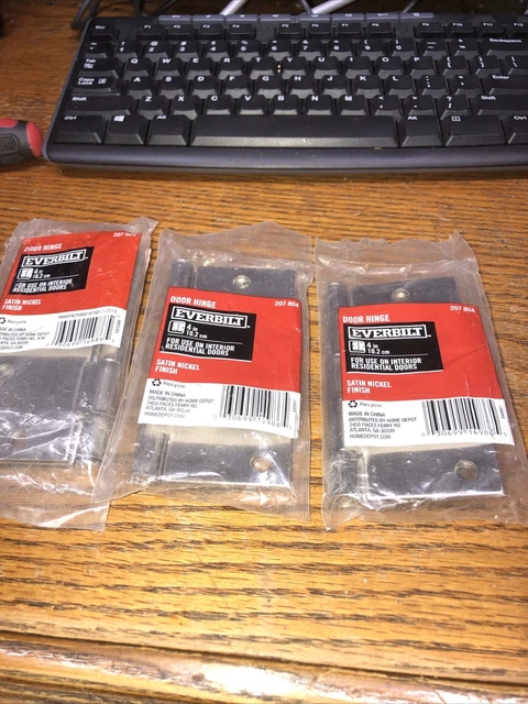 Lot Of 3 Everbilt 4" Interior Door Hinges Satin Nickel Finish 207 804 H6