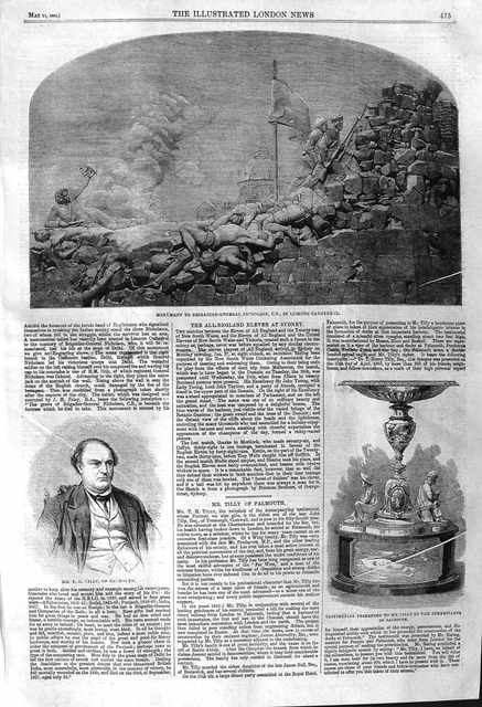 Original Old Antique Print 1862 Monument Nicholson Lismore Cathedral Tilly War