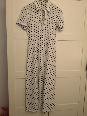 Zara Black And White Polka Dot shirt Dress Size XS extra Small Occasion wedding