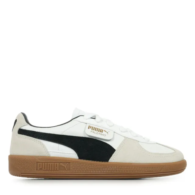 Chaussures Baskets PUMA unisexe Palermo Lth Blanc Blanche Cuir Lacets