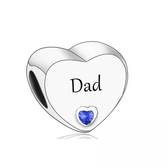 SOLID Sterling Silver Dad Heart Father Charm by YOUnique Designs