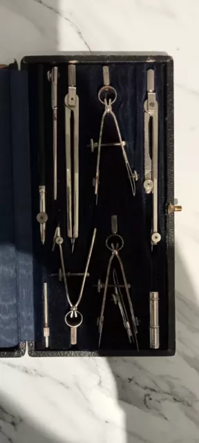 Vintage Draughtsman Drawing Set in a Case, Compasses in vgc,