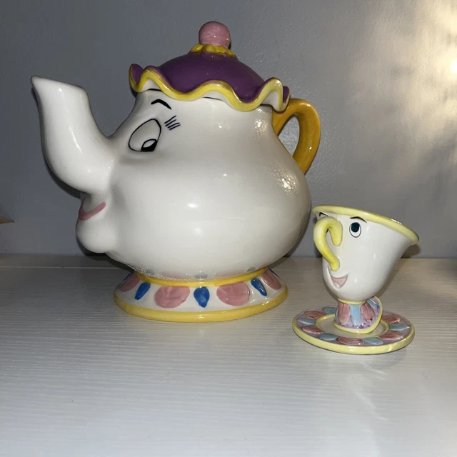 DISNEY DELUXE MRS. Potts Tea Pot /CHIP Beauty and the Beast Ceramic