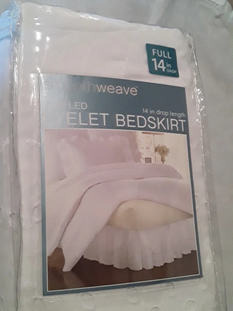 Falda de cama de tejido suave ojales volantes - completa - 14 en gota - blanca