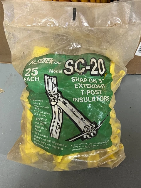 25 PACK - Fi-Shock Backside / REVERSED SC-20 -  T-Post Insulator 5" YELLOW NOS