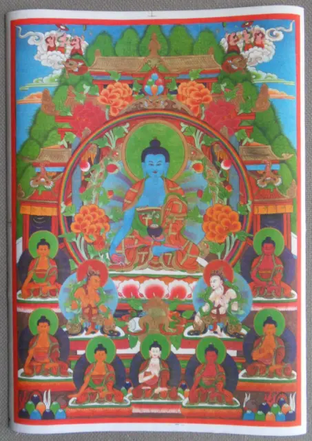 Thangka-bild acht Medizinbuddha Bhaisajyaguru Menla Tibet, Buddhismus, Dharma