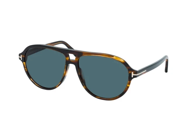 Tom Ford JEFFREY Pilot Sunglasses FT0932-56V-59 Havana Frame Blue Lenses
