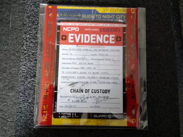 Cyberpunk 2077 (Collectors Edition) Guide To Night City Evidence Bag Book(NEW)