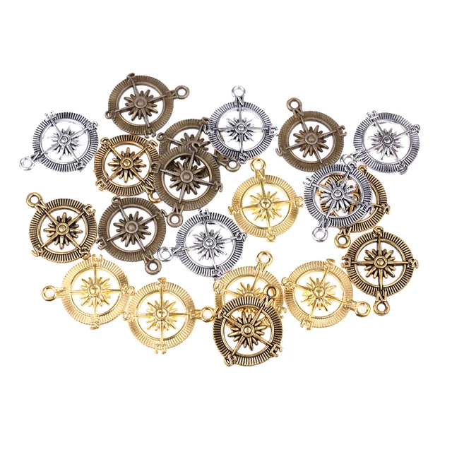 20 Stk.Kompass Form Tropfen hängende Charme Anhänger DIY Schmuck Herstellen