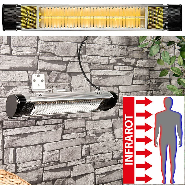 Semptec Infrarot-Außen-Heizstrahler IRW-2000 mit Goldröhre, 2.000 Watt, IP65