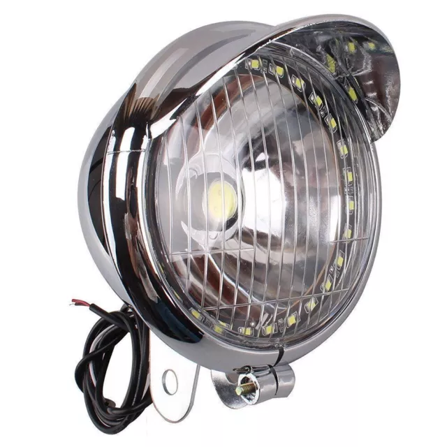 Chrom Motorrad Scheinwerfer 27 LED + COB SMD Angel Eye Für Harley Bobber Chopper