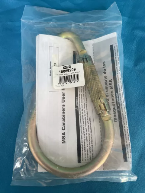 Msa 10089209 Carabiner, Auto-Lock, 9-1/2" L, Steel, Bare Aluminum