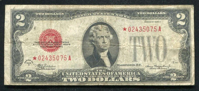 Fr. 1505* 1928-D $2 Two Dollars *Star* Legal Tender United States Note Very Fine