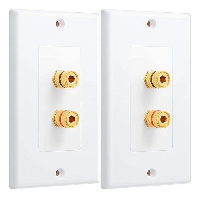 Paquete de 2 placas de pared de alambre de altavoz de una sola banda 1.0 (placa de pared de enchufe de plátano) para P3Z3