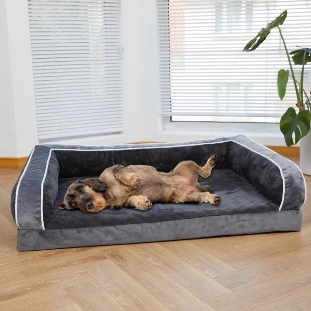Large Dog Bed Orthopedic Memory Foam Pet Sofa Mattress with Removale Bolsters