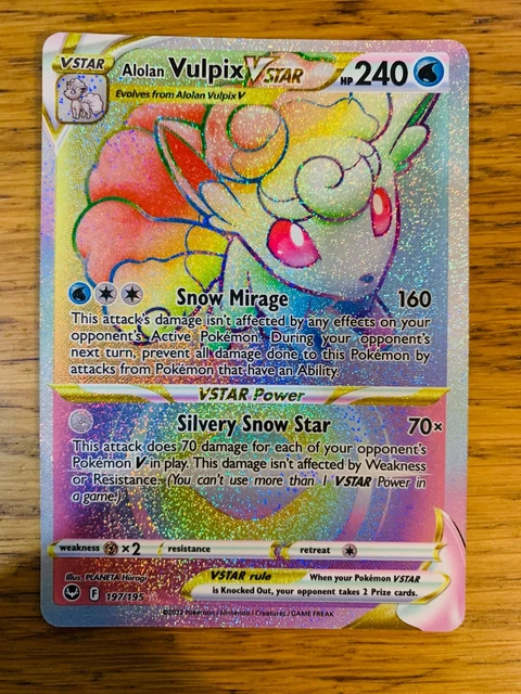 Carta Pokemon Alolan Vulpix Vstar 197/195 - Silver Tempest, Full Art Arcobaleno, Secret Rare Carta Full Art Arcobaleno Carta Pokemon Alolan Vulpix Vstar 197/195 - Silver Tempest, Full Art Arcobaleno, Secret Rare Carta Full Art Arcobaleno