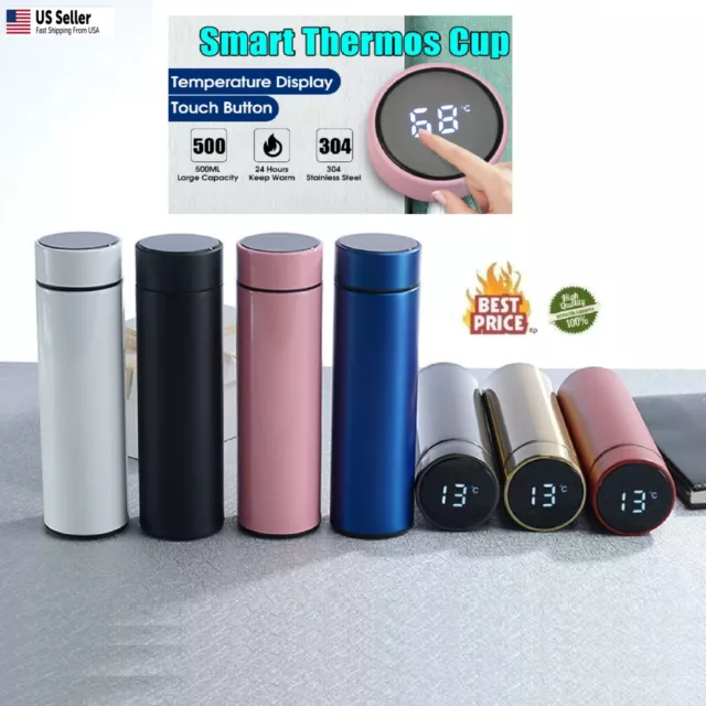 Smart Insulated Mug Stainless Steel Vacuum Cup Thermos Bottle LED Display 16 oz