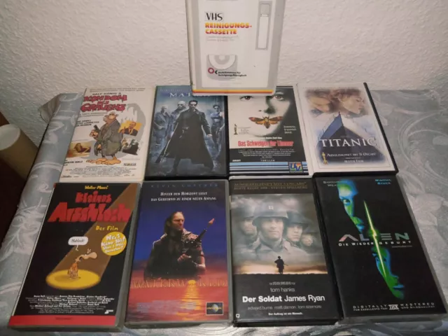 VHS-Videokassetten Konvolut 8 + 1(*) u.a. Alien Matrix RARITÄTEN + 1 Reinigungs. 3