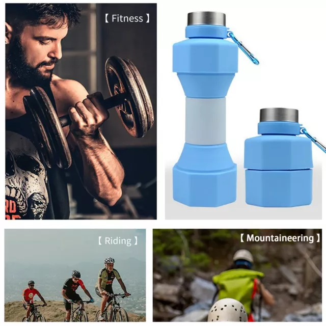 Bpa-free Water Bottle Collapsible 650ml Leakproof Folding Dumbbell for Fitness