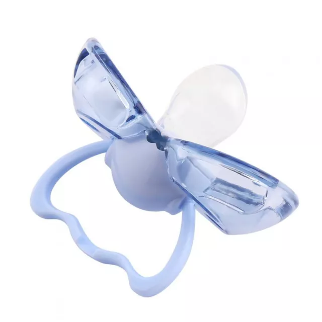 Newborn Baby Silicone Pacifier Automatically Close Nipple Soother Blue Flat Head