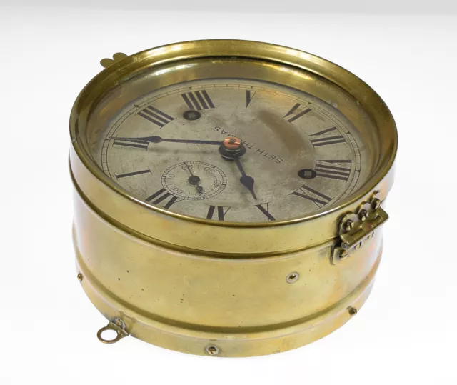 Vecchio orologio da coperta Seth Thomas orologio da bordo orologio meccanico nave ship clock 3